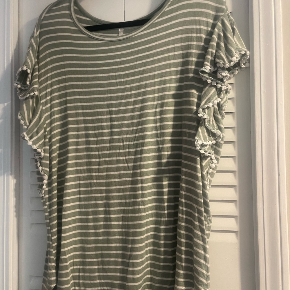 My Story Green Ruffled Short Sleeve Tee